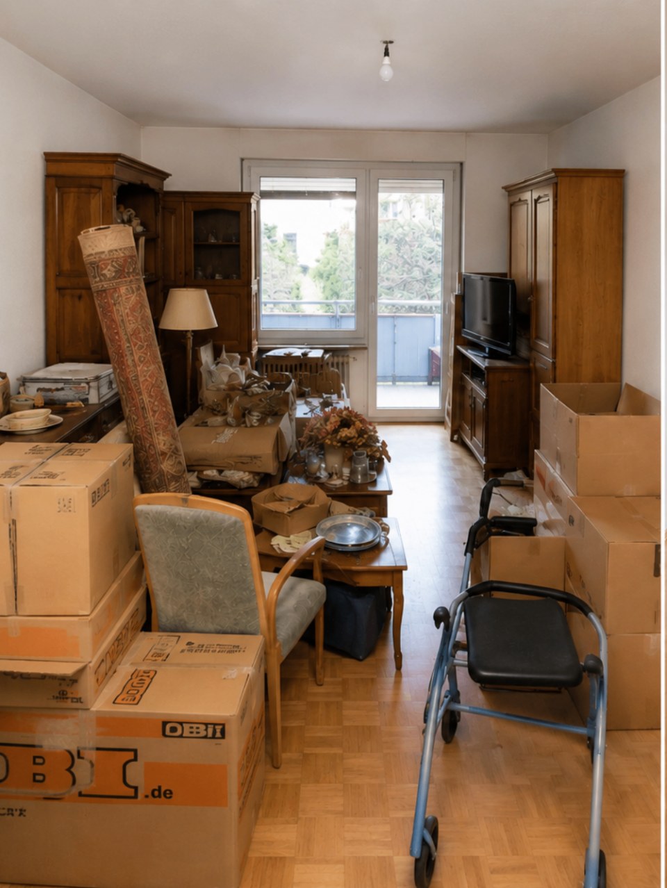Seniorenumzug vorher – alte Wohnung voller Möbel